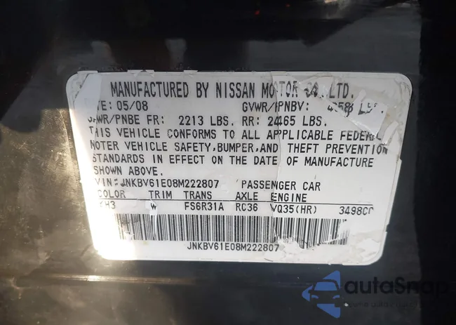 JNKBV61E08M222807: 43662877