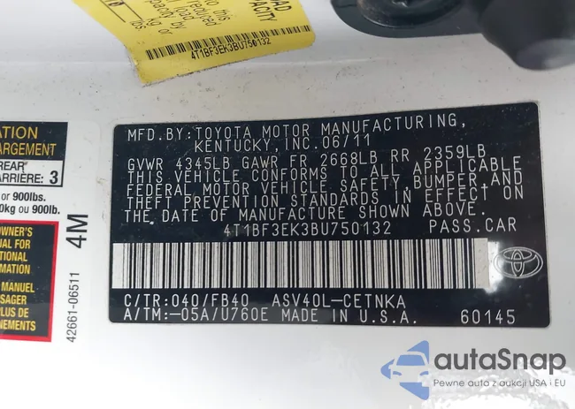 4T1BF3EK3BU750132: 43662951