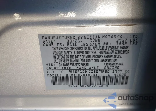 3N1AB8BV8MY256830: 43664275