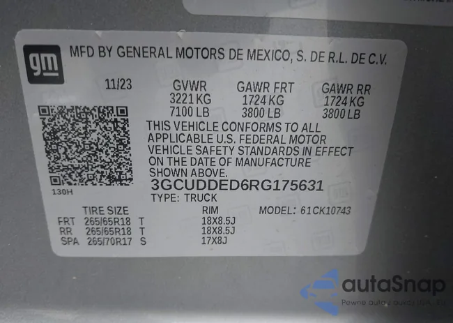 3GCUDDED6RG175631: 43664416