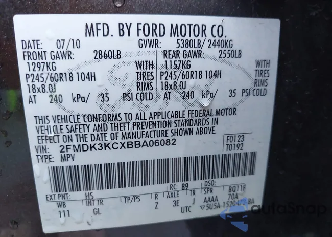 2FMDK3KCXBBA06082: 43664424