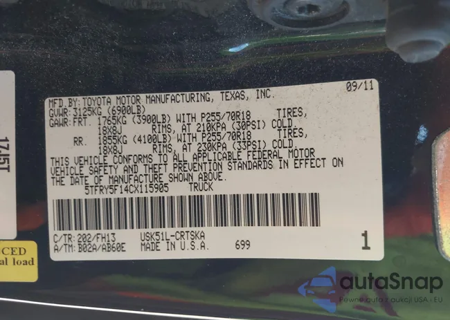 5TFRY5F14CX115905: 43664516