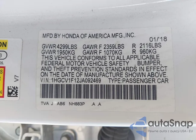 1HGCV1F12JA092469: 43664559