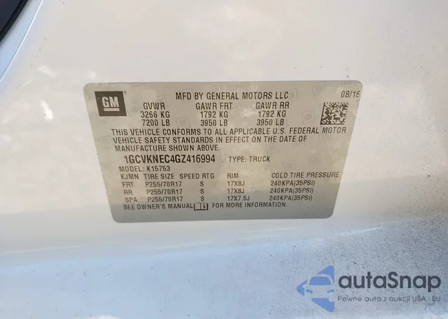 1GCVKNEC4GZ416994: 43664568