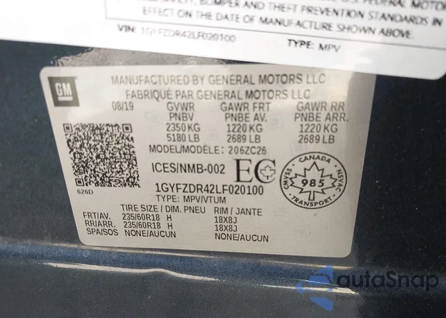 1GYFZDR42LF020100: 43664662