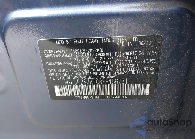 JF2SJAJC8EH456231: 43664675