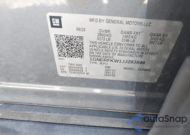 1GNERFKW1JJ283849: 43664756