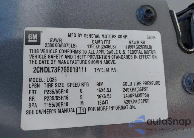 2CNDL73F766019111: 43663966