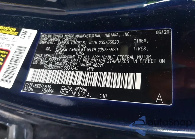 5TDDZRBH7LS031245: 43664012