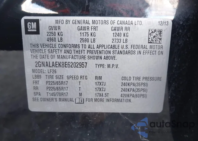 2GNALAEK8E6202957: 43664047