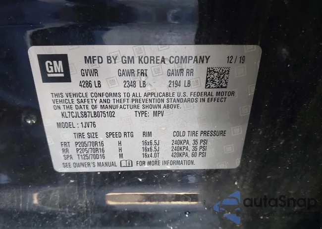 KL7CJLSB7LB075102: 43664086