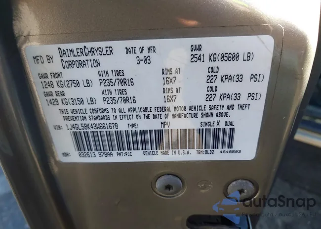 1J4GL58K43W661678: 43665376