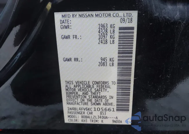 1N4BL4FV6KC105661: 43665416