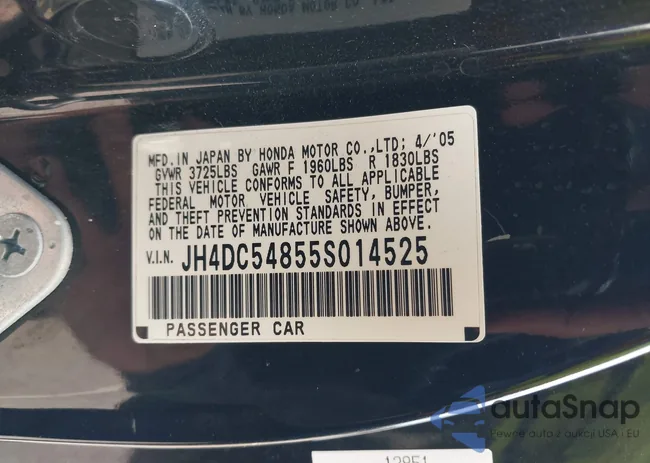 JH4DC54855S014525: 43665561