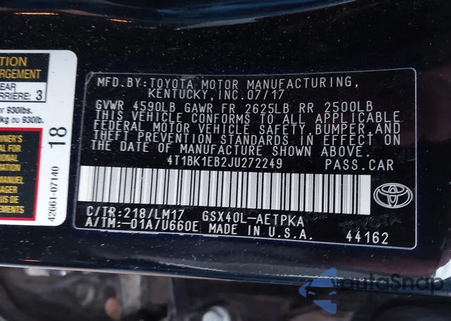 4T1BK1EB2JU272249: 43665573