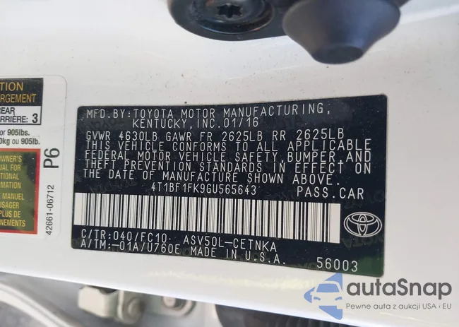 4T1BF1FK9GU565643: 43664893