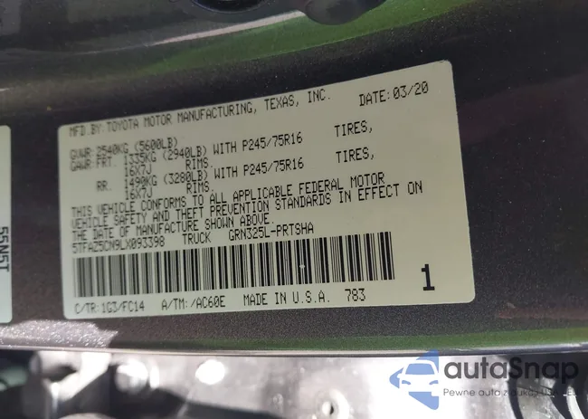 5TFAZ5CN9LX093398: 43665012