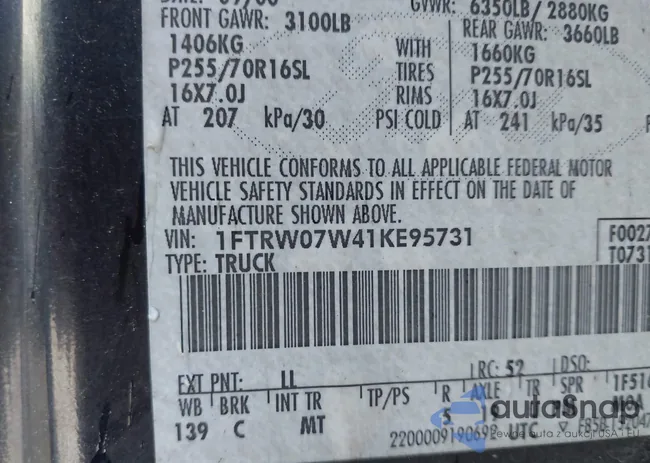 1FTRW07W41KE95731: 43665092