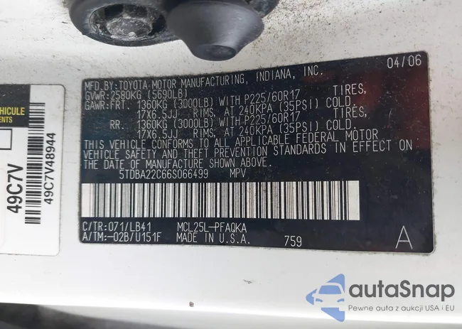 5TDBA22C66S066499: 43665097