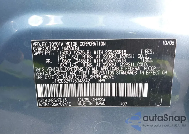 JTMZD32V775043642: 43665105