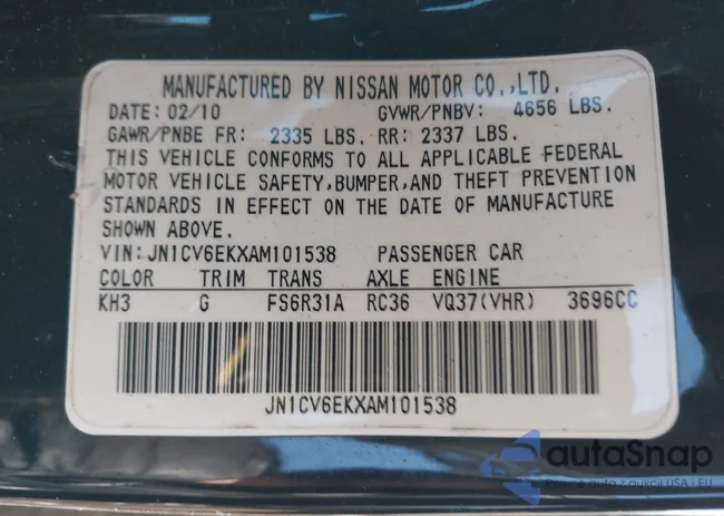 JN1CV6EKXAM101538: 43665165