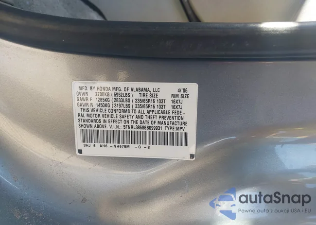 5FNRL38686B099931: 43666237