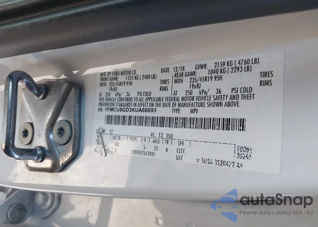 1FMCU9GD3KUA66693: 43666272