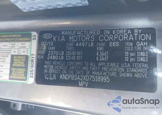 KNDPB3A2XD7518995: 43666281