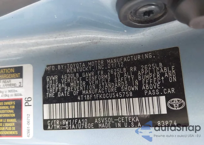 4T1BF1FK0CU545758: 43666491