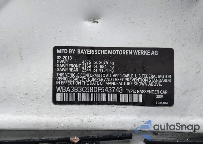 WBA3B3C58DF543743: 43666634