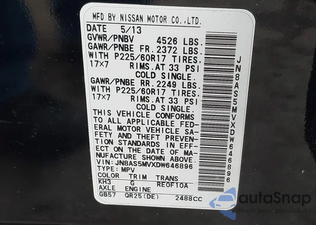 JN8AS5MVXDW646896: 43665927