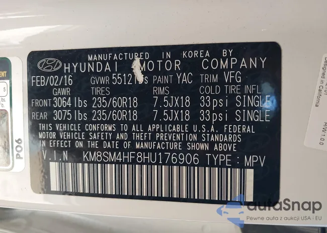 KM8SM4HF8HU176906: 43667438