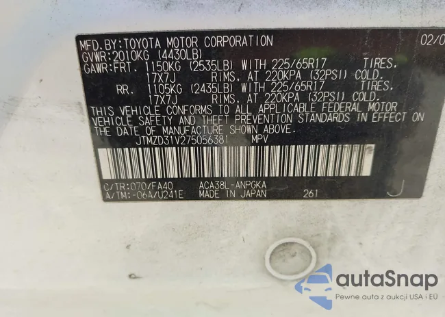 JTMZD31V275056381: 43667575