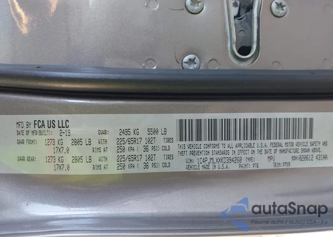 1C4PJMLXXKD394260: 43667606