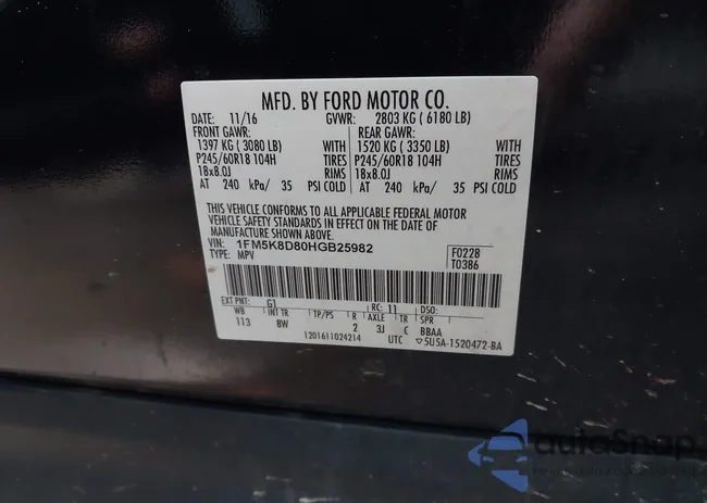 1FM5K8D80HGB25982: 43666872