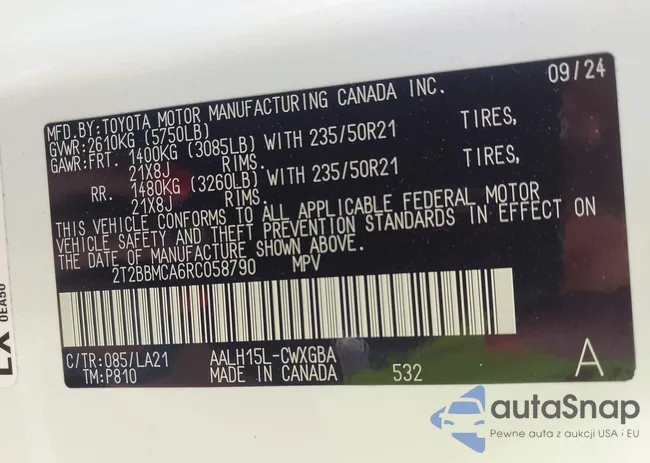 2T2BBMCA6RC058790: 43667001