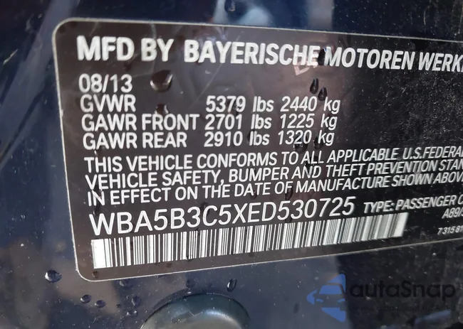 WBA5B3C5XED530725: 43667047