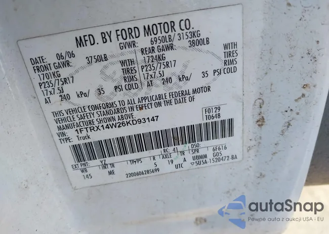 1FTRX14W26KD93147: 43667149