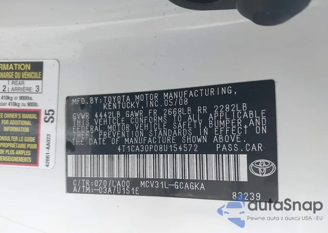 4T1CA30P08U154572: 43668358