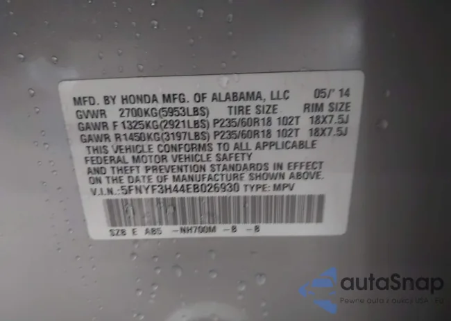 5FNYF3H44EB026930: 43668383