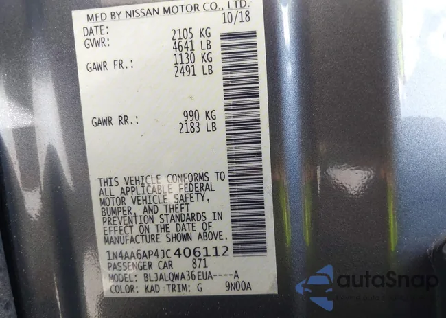 1N4AA6AP4JC406112: 43668442