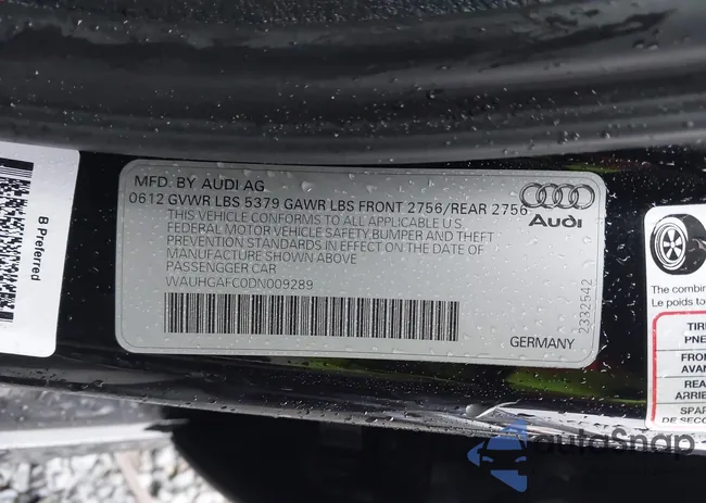 WAUHGAFC0DN009289: 43668443