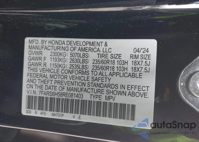 7FARS6H58RE081403: 43668502