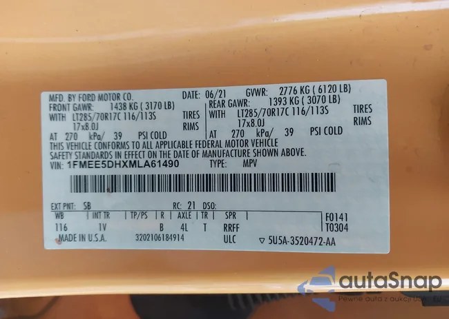 1FMEE5DHXMLA61490: 43668565