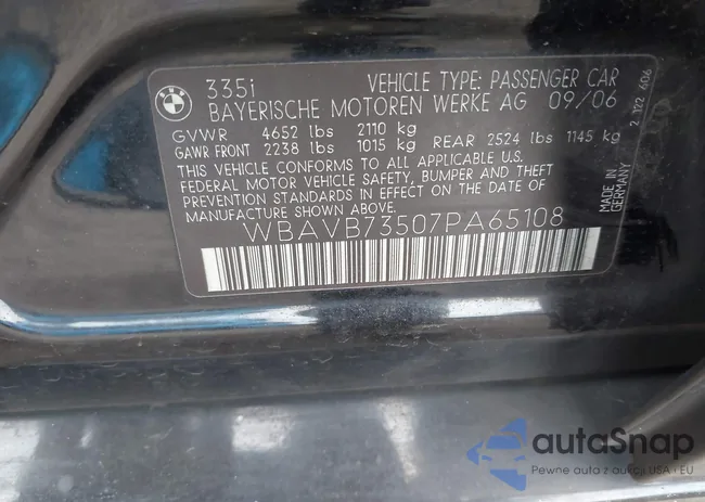 WBAVB73507PA65108: 43668637