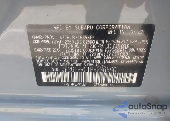 JF2GTHRC1PH236560: 43668729