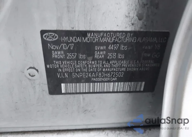 5NPE24AF8JH672502: 43669507