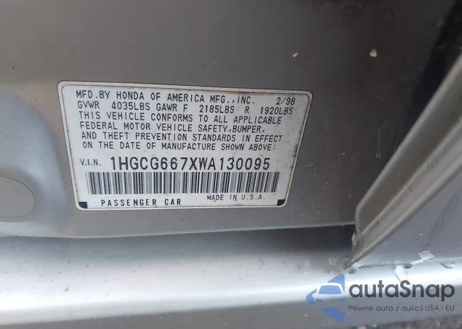 1HGCG667XWA130095: 43668897