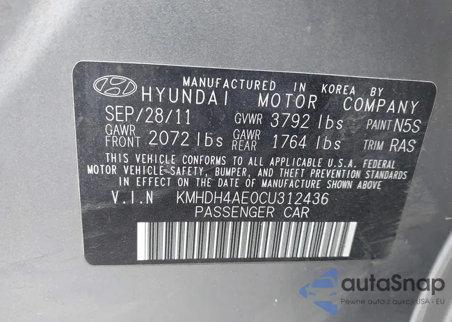 KMHDH4AE0CU312436: 43670230