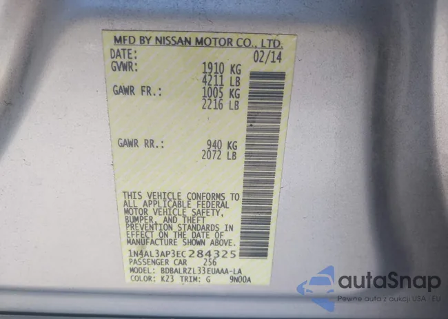 1N4AL3AP3EC284325: 43670302